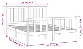 Giroletto con Testiera Bianco 160x200 cm Legno Massello di Pino