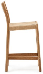 Kave Home - Sgabello Yalia con schienale in legno massello di rovere finitura naturale FSC 100% e sedu