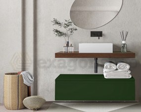 Mobile bagno Tabacco Verde opaco 80x50 Oasy un cassetto con top e lavabo rettangolare da appoggio