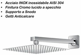 Soffione Doccia Quadrato in Acciaio Inox 20 x 20 cm