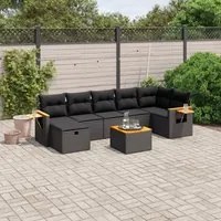 Set Divani da Giardino con Cuscini 8 pz Nero in Polyrattancod mxl 113768