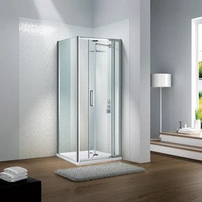 Porta doccia battente Slimline L 100 x H 195cm, Sp. 6 mm in vetro profilo cromo