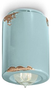 Plafoniera Vintage Ceramica Azzurra 1 Luce E14