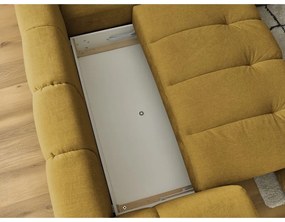 Divano angolare color senape allungabile e con contenitore (penisola a destra/a L) con rivestimento in ciniglia Fuji – Bobochic Paris