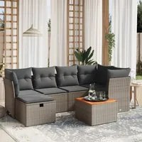 Set Divani da Giardino 7 pz con Cuscini Grigio in Polyrattan 3264728