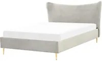 Letto in velluto grigio con struttura 160 x 200 cm gambe imbottite oro testiera stile glamour moderno