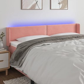 Testiera A Led Rosa 203x16x78/88 Cm İn Velluto /