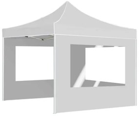 Gazebo Pieghevole con Pareti in Alluminio 3x3 m Bianco