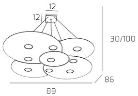 Sospensione Moderna Cloud Metallo Grigio 9 Luci Gx53