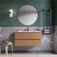 Mobile bagno sospeso 100cm rovere cartagena specchio armony, selezione accessori con specchio