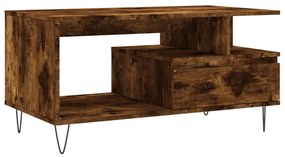 Tavolino da salotto rovere fumo 90x49x45 cm legno multistrato