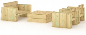 Set Salotto da Giardino 4 pz Legno Massello di Pino Impregnato