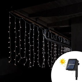 Tenda luminosa decorativa con pannello solare 3 metri 114 Led Bianco Freddo altezza 60cm da esterno Wisdom