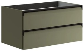 Mobile da bagno sotto lavabo Fusion verde salvia laccato opaco L 79.5 x H 40 x P 45.5 cm 2 cassetti, lavabo non incluso