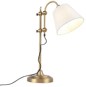 Lampada da tavolo classica bronzo con paralume bianco - Ashley