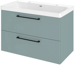 Mobile da bagno sospeso sotto lavabo L 90 x H 58 x P 46 cm verde laminato opaco, 2 cassetti SENSEA Remix