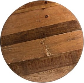 Tavolino Basso Tondo 90 Cm In Acciaio Piano In Legno Lancaster Bianco Bizzotto