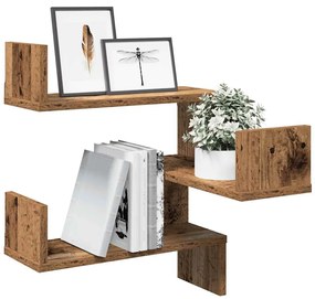 Mensole Angolari 2pz Legno Antico 40x40x49,5 Cm İn Truciolato /