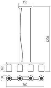 Redo 01-3986 - Lampadario a sospensione con filo ROTIS 4xE27/15W/230V