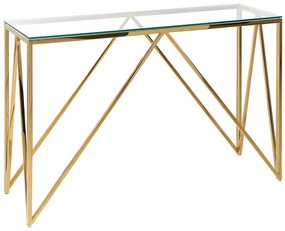 Tavolino consolle vetro temperato oro 120 x 40 cm WESO Beliani