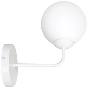 Applique Moderna 1 Luce Susanoo In Acciaio Bianco E Vetro A Sfera Bianco
