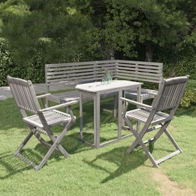 Set da bistrot 4 pz in legno massello di acacia grigio