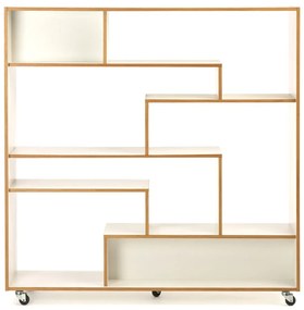 Libreria bianca con bordo in legno 140x143 cm Southbury - Woodman