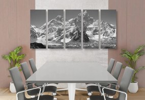 Quadri 5 pezzi – Meravigliosa cima di montagna in bianco e nero
