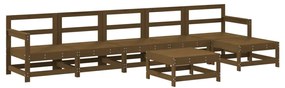 Set Salotto da Giardino 7 pz Miele in Legno Massello di Pino