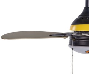 Ventilatore da soffitto nero e giallo con luce DOLORES Beliani