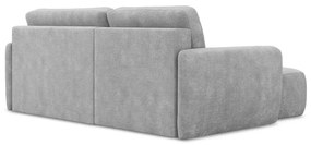 Divano angolare grigio chiaro allungabile/con contenitore (con penisola a sinistra/con chaise lounge) con rivestimento in ciniglia Lilo – Makamii