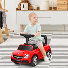 Costway Macchinina giocattolo per bambini, Mercedes Benz con clacson musica scompartimento sotto il sedile Rosso
