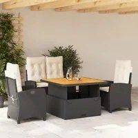 Set da Pranzo da Giardino 4 pz con Cuscini Nero in Polyrattan 3277380