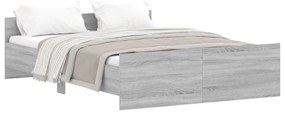 Giroletto con testiera e pediera grigio sonoma 135x190 cm