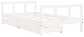 Giroletto bambini con cassetti bianco 90x190 cm massello pino
