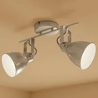 Lampada con 2 Luci Faretti Direzionabili Metallo Silver E14 Moderno