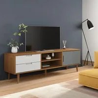 Mobile TV MOLDE Marrone 158x40x49 cm in Legno Massello di Pino 350534