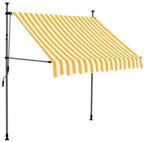 Tenda da Sole Retrattile Manuale LED 150 cm Bianca e Arancione