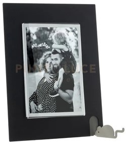 Portafoto topino grande nero ,fango in ferro e polimetilmetacrilato...