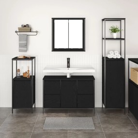 Set di mobili da bagno in 3 pezzi - legno ingegnerizzato rovere nero