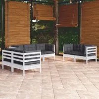 Set Divani da Giardino 7 pz con Cuscini in Massello di Pino 3096257