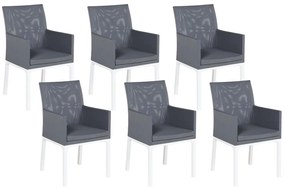 Set di 6 sedie tessuto grigio scuro e bianco BACOLI Beliani
