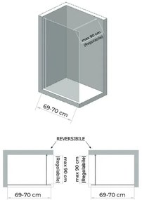 Doccia Walk-In 70 cm cristallo trasparente 6 mm H 200 cm Klug