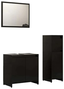 Set mobili da bagno 3 pz nero in truciolato