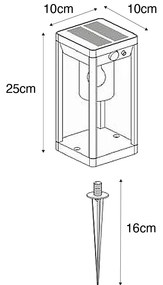 Lampada da terra da esterno grigio scuro 25 cm con luce dimmerabile e sensore solare - Sonne
