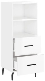 Credenza Bianco Lucido 34,5x34x90 cm in Legno Multistrato