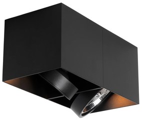 Faretto di design nero rettangolare AR111 2 luci - Box
