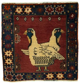 Shiraz Tappeto 60 x 60 Rosso (Iran) Annodato A Mano