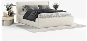 Letto matrimoniale imbottito crema con spazio contenitivo e rete 200x200 cm Lounge L - Maison de Rêve