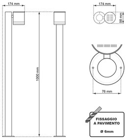 Paletto da Giardino Solare Grigio da 100cm IP54 in Alluminio Colore Bianco Naturale 4.000K
